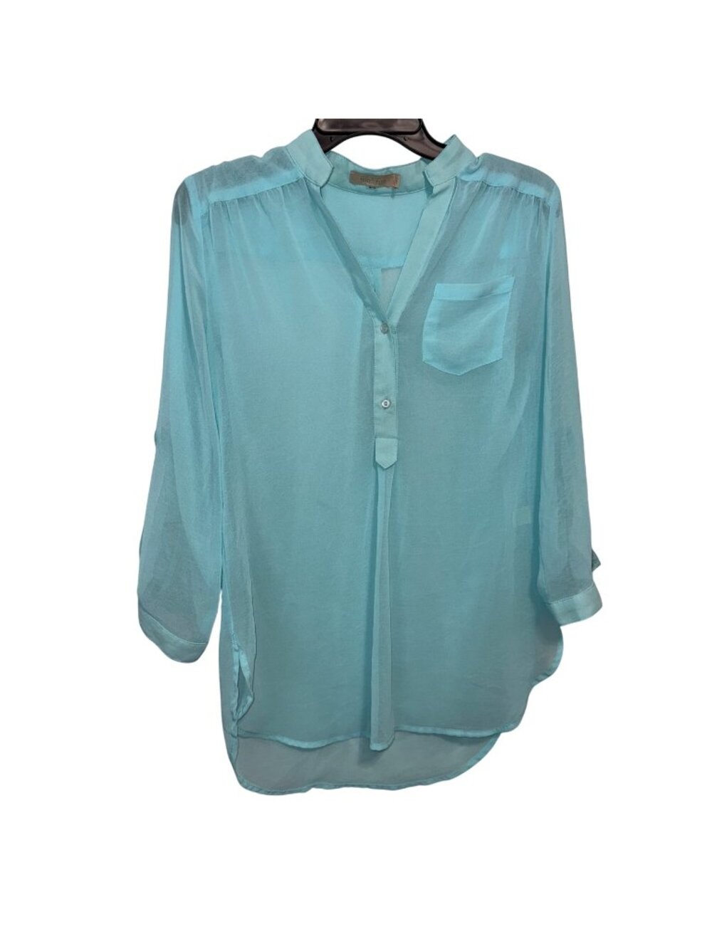 Fun2Fun Womens Sheer Light Aqua Blouse S